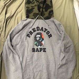 Bape x Predator Gray and Camouflage Hoodie size L (used)